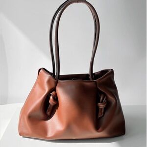 SOLD NWT Brown Leather Shoulder Bag with Knot Design